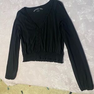 Aeropostale Black Long Sleeve Blouse